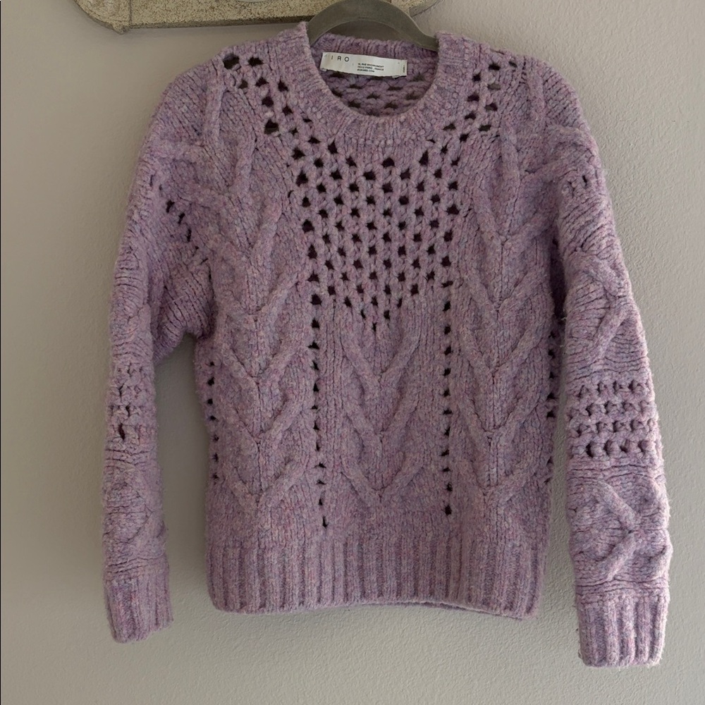 IRO Lilac Openwork Cable-Knit Sweater Paris Purple